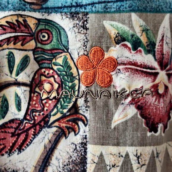 Reyn Spooner Mens Allover Aloha Mauna Kea Ribbed Collar Cuff Popover Shirt L - Picture 6 of 12